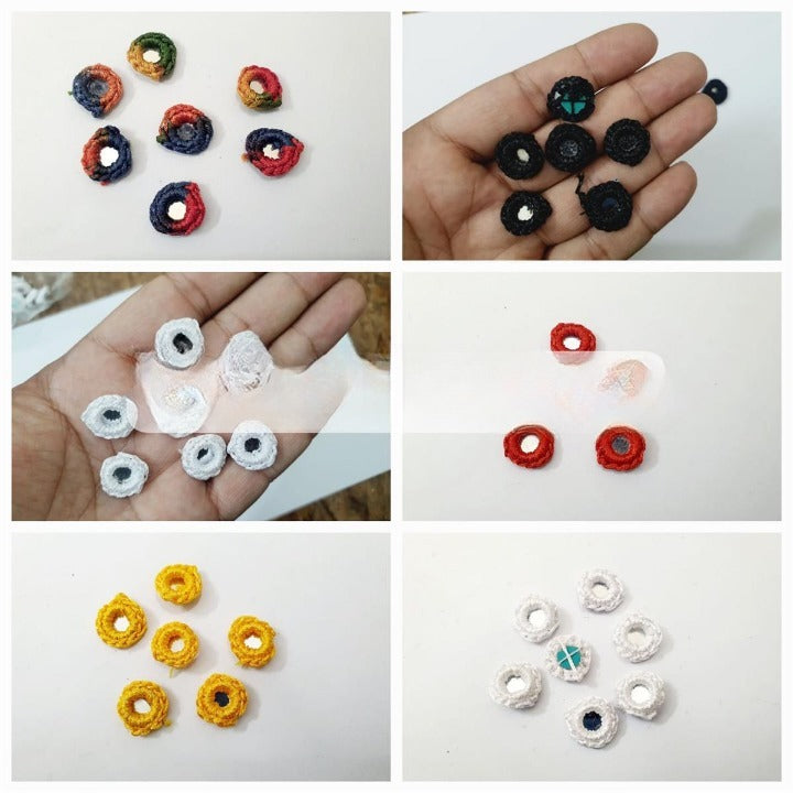 12 Pcs Glass Cover Mirror Beads For Art And Craft And Also Used In Embroidery 17mm