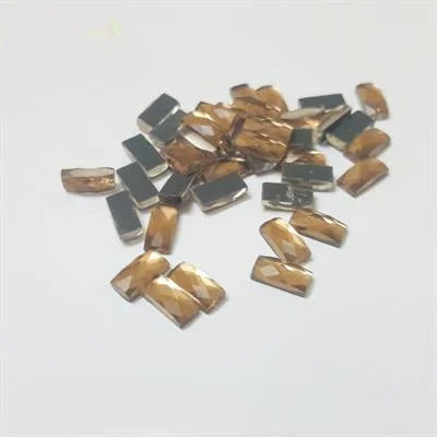 30 Pcs Mirror Rectangle Crystals Glass Beads 1.5cm Gold
