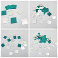 100 Pcs (25 pcs Each) Glass Square Shape Mirror Craft And Also Used In Embroidery, 1.2/1.41.8/2.2 cm