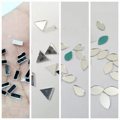 200 Pcs (50 pcs Each) Glass Triangle,Drop,Rectangular & Eye Shape Mirror Craft And Also Used In Embroidery
