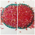 Pack of 3 Tola (1.5 tola each) glass pony cut beads & 6mm Pipe Beads In red
