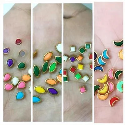 1 Pack Acrylic Kundan Stones, Squre/Drop/Eye for Embroidery, Aari work, Jewel making, Art works and Crafts