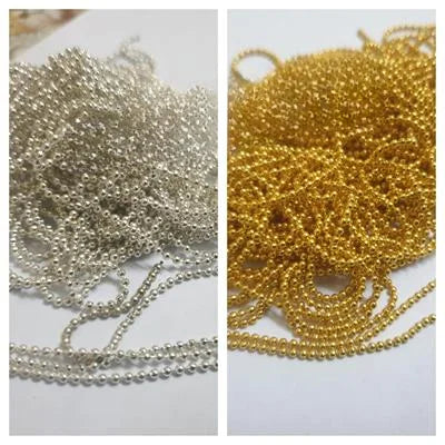 2 Yard 1.5mm Ball Chain, Gold & Silver Metal Ball Chian