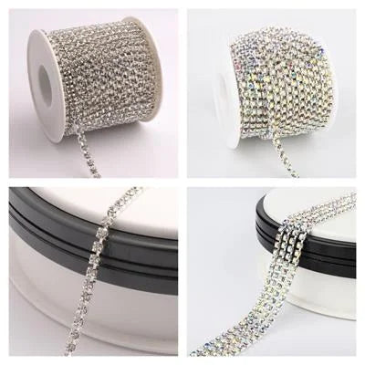 4 Gaz (2 Gaz Each)Super Shinny Crystal Rhinestones DIY Jewellery Silver Color