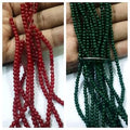 180 Pcs Round Glass Beads 3mm Maroon & Green Craft Sets DIY