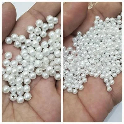 10 gm Round Beads Craft Sets DIY Findins 6mm & 4mm white Color