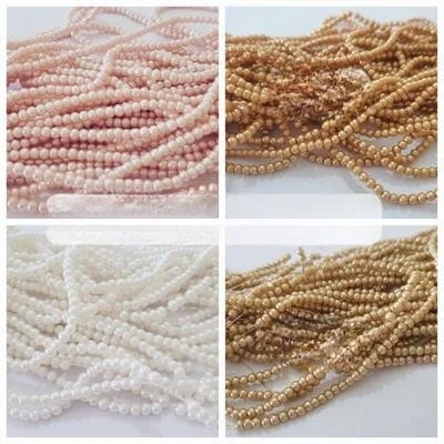Buy 1 Get 1 Free 100 Plus Pcs Round Beads 4mm white, Gold, Skin & Pink Color Craft Sets