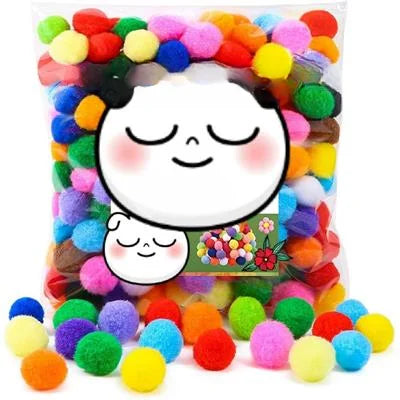 50 PcsPumPums 1.7 cm size, Assorted Fluffy Pom Poms Craft Makign