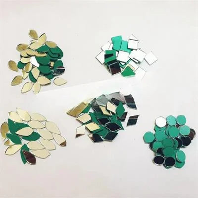 250 Pcs, 50 Pcs Each Glass Mixed Shape Mirror Beads For Art And Craft And Also Used In Embroidery