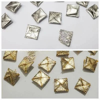 50 Pcs Square Shape Embroidery Craft Material Gota Patti Golden Flowers (1.2cm) Silver/Gold