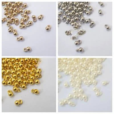 1 Tola Gold & Silver Beads with Hanging Ball Pendant Crafst Accessories DIY 6/4mm