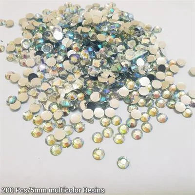 Multicolor 200 Pcs Shiny Kundan Beads DIY Sewing Craft Sets 5mm