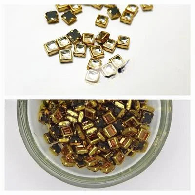 50 Pcs Silver Square Kundan Stone (5x5mm)