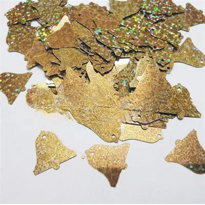 100 Pcs Bell Shaped Sitaray In Gold Color , Beautiful Design Loose Sequins Craft Supplies 1.6 cm