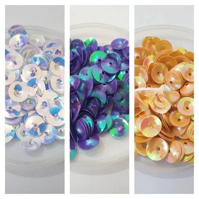 10gm Round Blue & Orange Colors, Beautiful Design, Loose Sequins Craft Supplies 10 mm