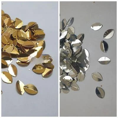 10gm Folded Oval Boat Shape Sitaray Gold & Silver (1.2 cm long), Sequins Craft Supplies DIY