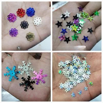 Pack Of 4 (1 Tola Each) Mixed Shpae Sitaray in Various Colors, Beautiful Design, Sequins Crafts