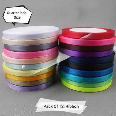 Pack Of 12 - 0.6mm - Quarter inch ribbons - Multi Color
