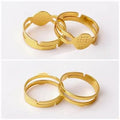 Pack of 10 Pcs Adjustable Gold Plated Ring Settings Base Blank for DIY Rings Jewelry Findings Making Accessories Supplies 8mm/5mm