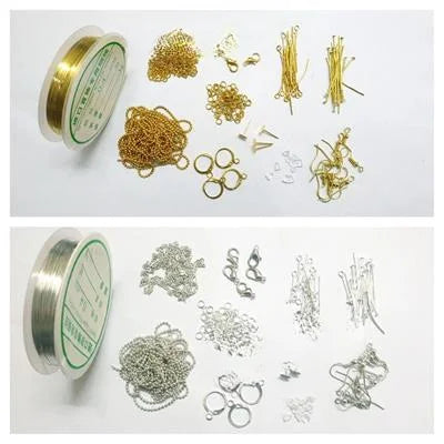 Set of 11 Jewelry Making Kit, Findings Tools Craft Supplies DIY with Beading Wires Silver & Gold