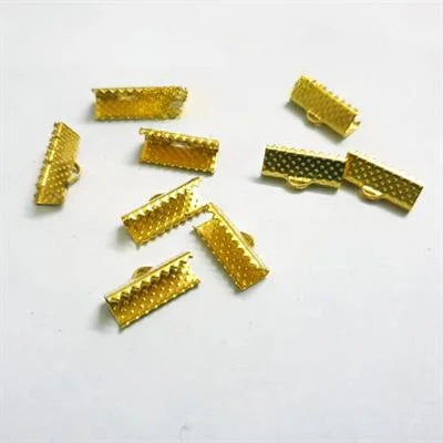 5 Pcs Gold Metal Elastic End Crimps DIY Hair Ponytail HolConnectors 15mm Length