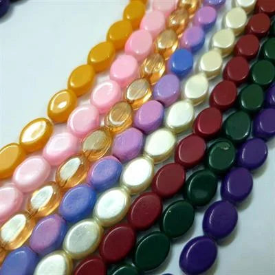 50 Pc Flat Oval Beads DIY, Art Craft In various Colors