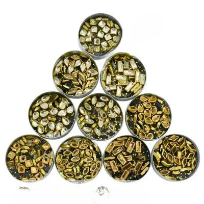 100 Pcs Total (10 Pcs Each) Real Kundan Beads DIY Sewing Jewelry Decoration (10 Shapes)