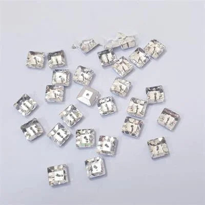 20 Pcs ,Crystal Faceted Silver Square Beads, Crafts DIY 9mm