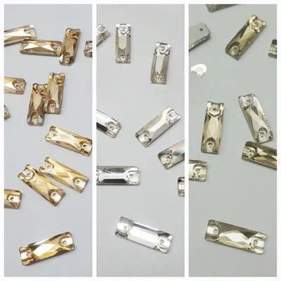 12 Pcs , Rectangular Crystal Beads, Crafts DIY in Silver/Gold/Pale Gold