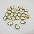 6 Pcs Colorful Oval Glass Sew On Rhienstones with Golden Base