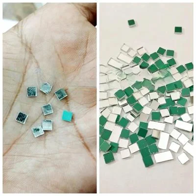 200 Pcs Mini Glass Square Shape Mirror Beads For Crafts 4mm