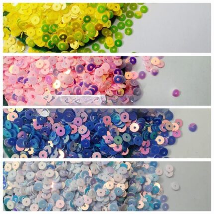 1 Tola Round Sitaray , 4mm Disc Beautiful Design, Flat Loose Sequins in Various Color