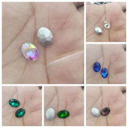 6 Pcs Oval Glass Rhienstones Crystal Small DIY Crafts