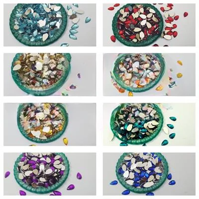 100 Pcs Shiny Kundan Beads DIY Sewing Craft Sets 10 mm Drop Shape For Clothing Resins