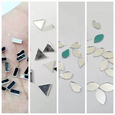 200 Pcs (50 pcs Each) Glass Triangle,Drop,Rectangular & Eye Shape Mirror Craft And Also Used In Embroidery