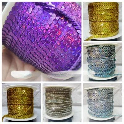 10 yards/Lot 6mm Colorful Loose Round Flat Sequins Laser Giltter Sequins for Crafts