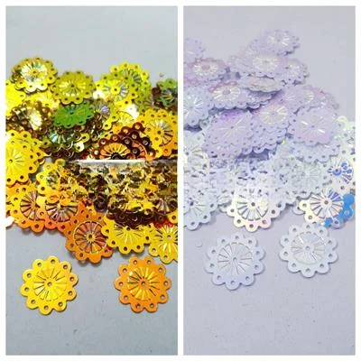 200 Pcs Flower Shape Sitaray In Dark Colors , Beautiful Design Loose Sequins Craft Supplies 18 mm