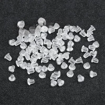 200 pcs Ear Plug Clear Soft Silicone Rubber Earring Stopper Rubber DIY