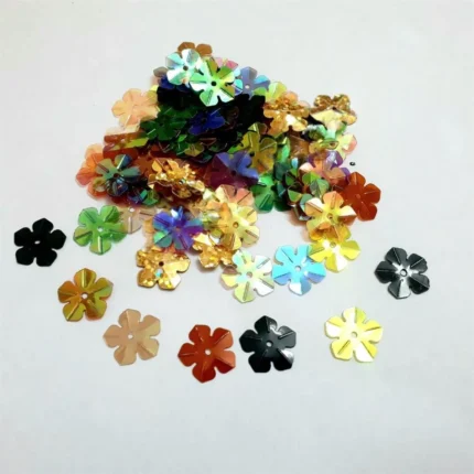200 Pcs Flower Shape Sitaray In Dark Colors , Beautiful Design Loose Sequins Craft Supplies 1.5 cm